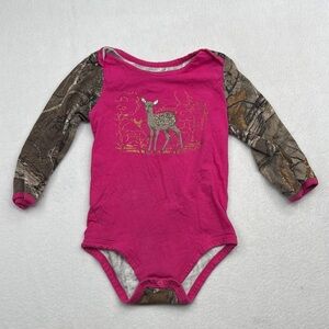 Carhartt Baby Girls' Knit Long Sleeve Henley-Neck Bodysuit 24m 24 months camo